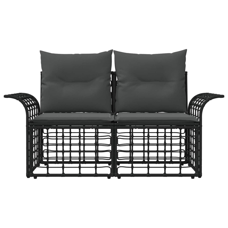 Ogrodowy loveseat 2 pcs Czarny i Ciemnoszary polirattan