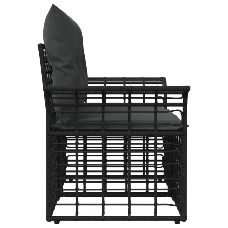 Ogrodowy loveseat 2 pcs Czarny i Ciemnoszary polirattan