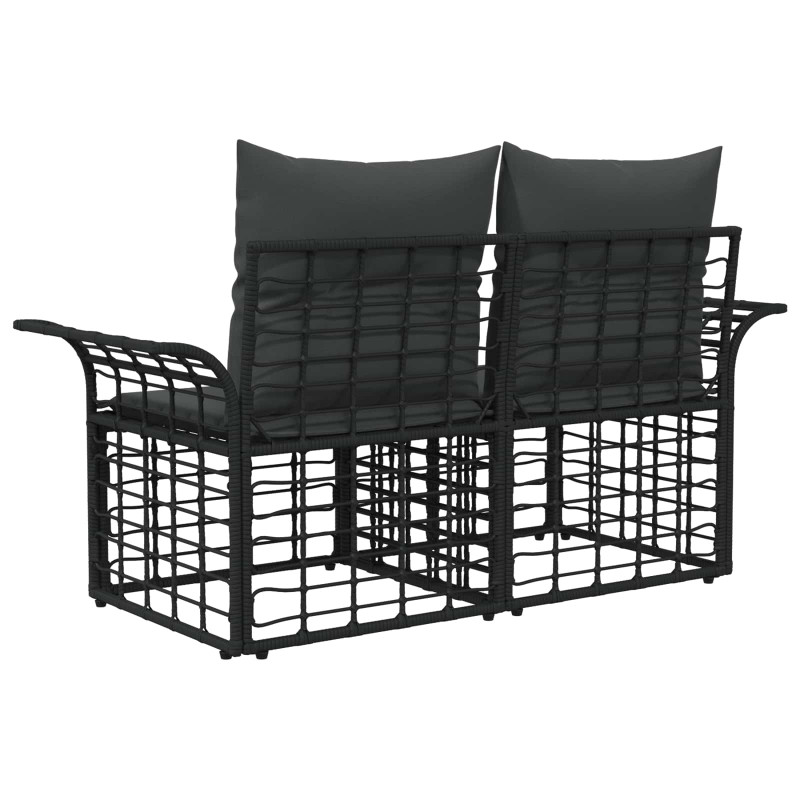 Ogrodowy loveseat 2 pcs Czarny i Ciemnoszary polirattan