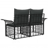 Ogrodowy loveseat 2 pcs Czarny i Ciemnoszary polirattan