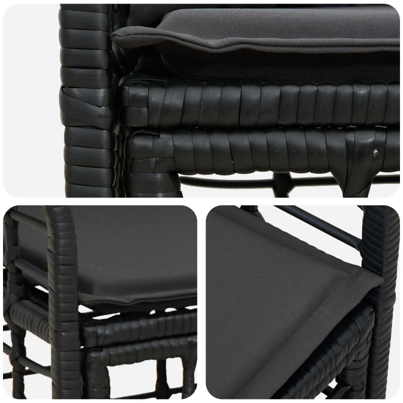 Ogrodowy loveseat 2 pcs Czarny i Ciemnoszary polirattan