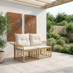 Ogrodowy loveseat 2 pcs Naturalny i Kremowy Biały polirattan