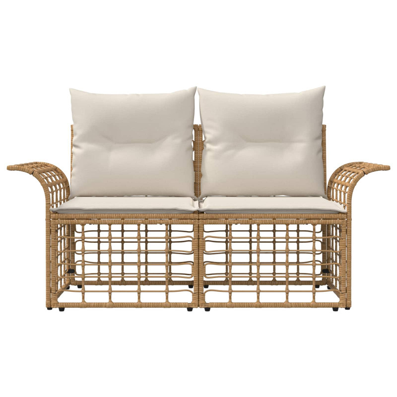 Ogrodowy loveseat 2 pcs Naturalny i Kremowy Biały polirattan