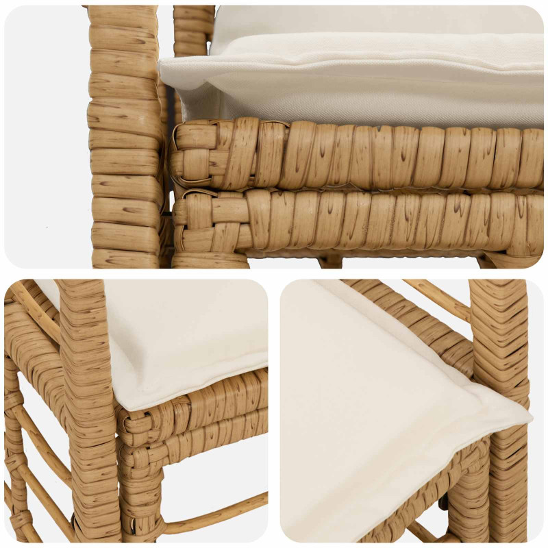 Ogrodowy loveseat 2 pcs Naturalny i Kremowy Biały polirattan
