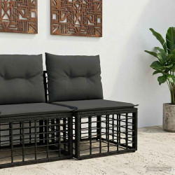 Modularna ogrodowa sofa bez podłokietników Czarny polirattan