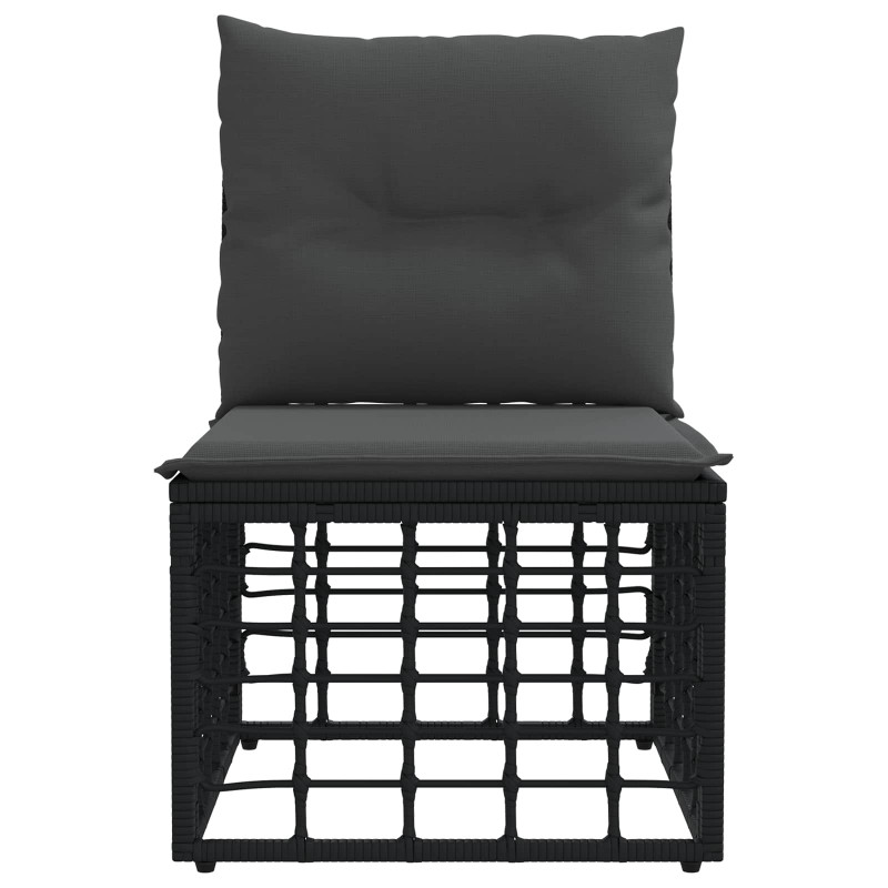 Modularna ogrodowa sofa bez podłokietników Czarny polirattan