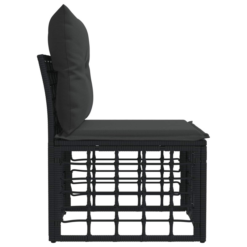 Modularna ogrodowa sofa bez podłokietników Czarny polirattan