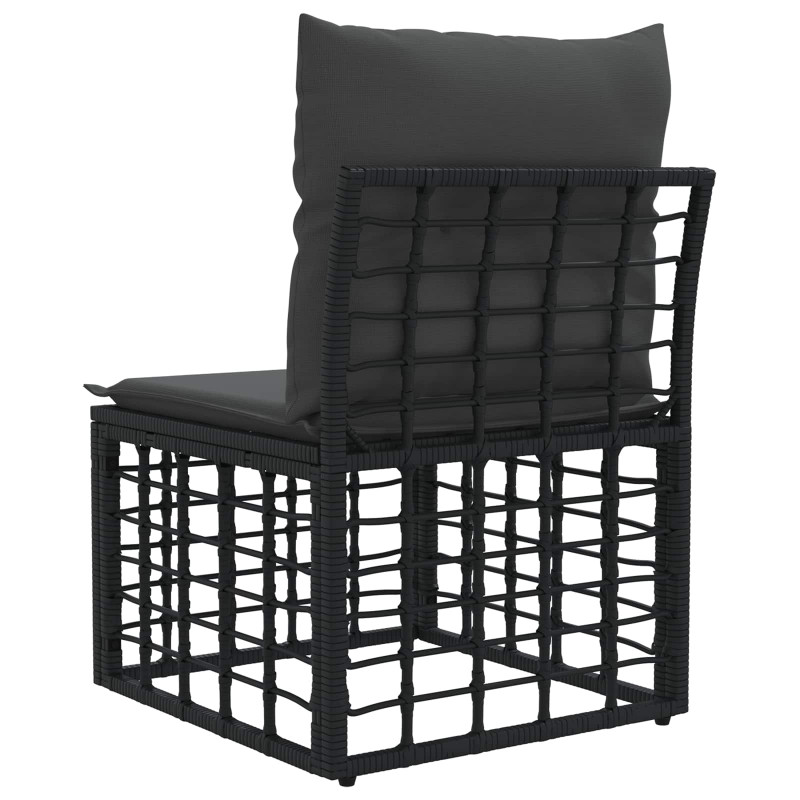 Modularna ogrodowa sofa bez podłokietników Czarny polirattan