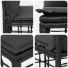 Modularna ogrodowa sofa bez podłokietników Czarny polirattan