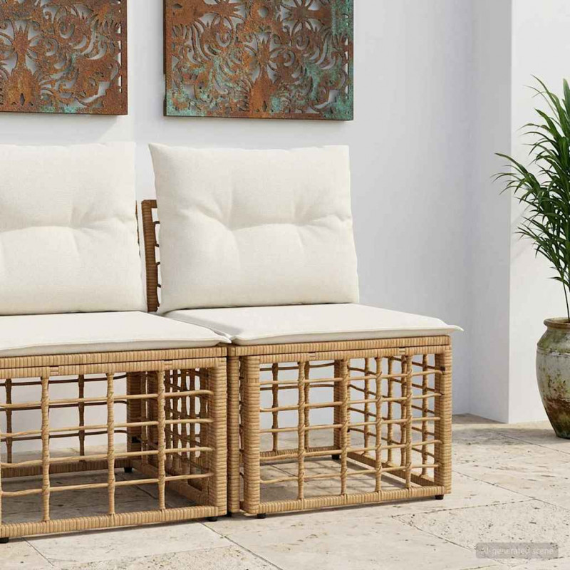 Modularna ogrodowa sofa bez podłokietników naturalny polirattan