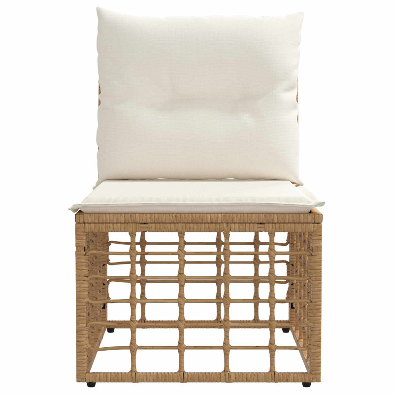 Modularna ogrodowa sofa bez podłokietników naturalny polirattan