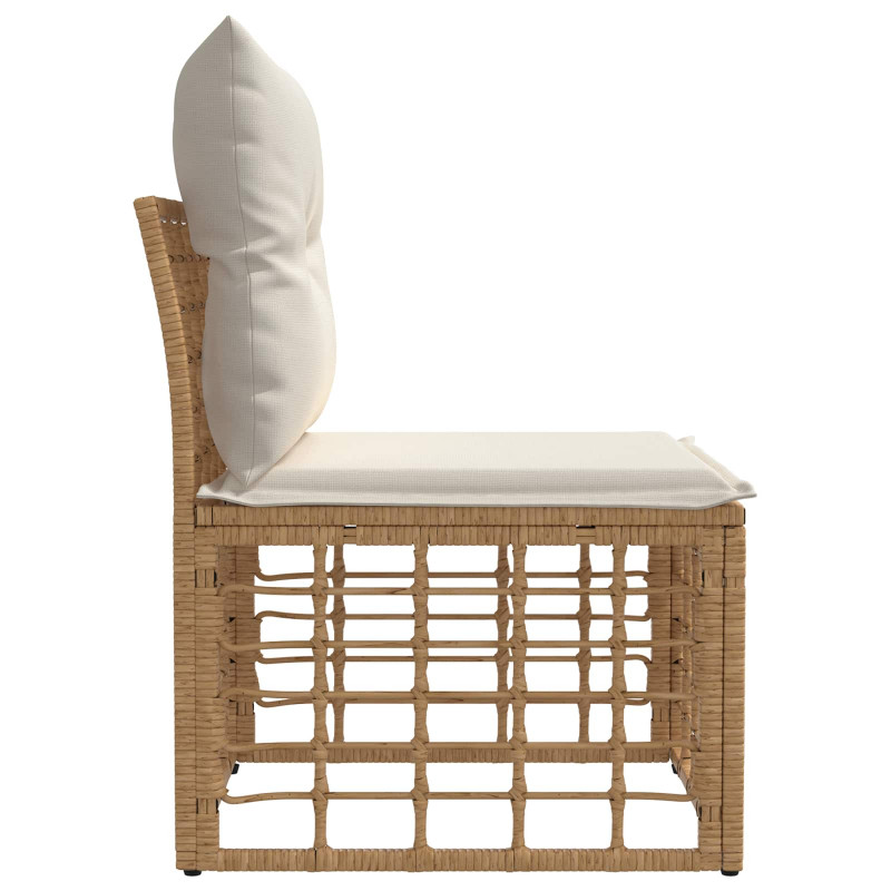 Modularna ogrodowa sofa bez podłokietników naturalny polirattan