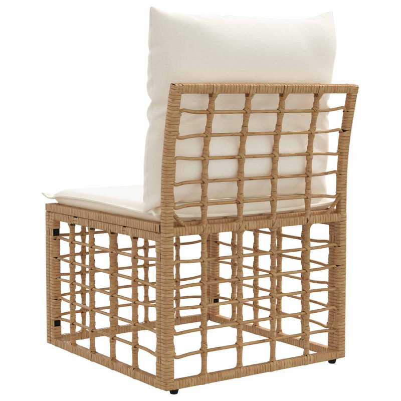 Modularna ogrodowa sofa bez podłokietników naturalny polirattan