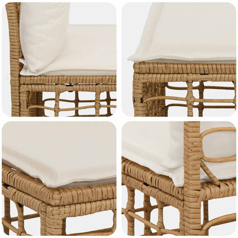 Modularna ogrodowa sofa bez podłokietników naturalny polirattan