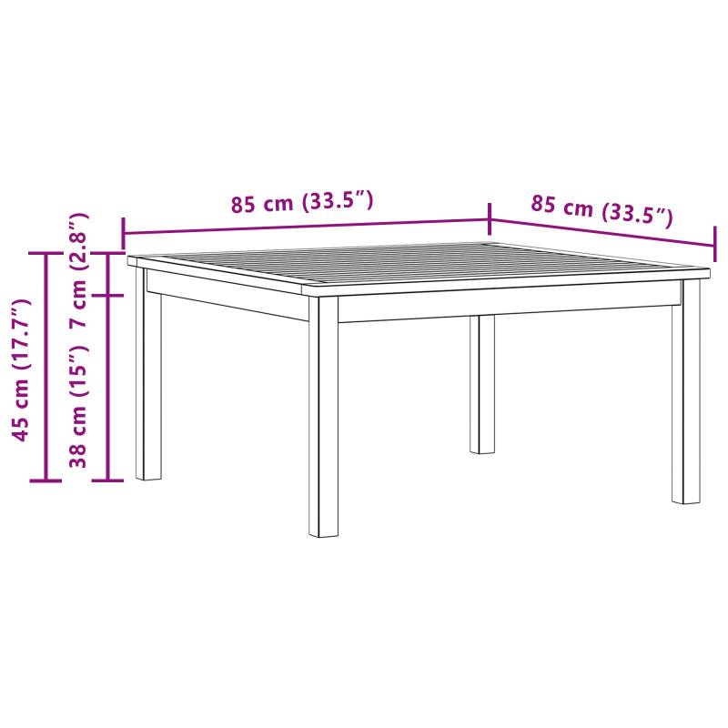 Stolik kawowy Jasna akacja 85 x 85 x 45 cm Lite Drewno Akacji