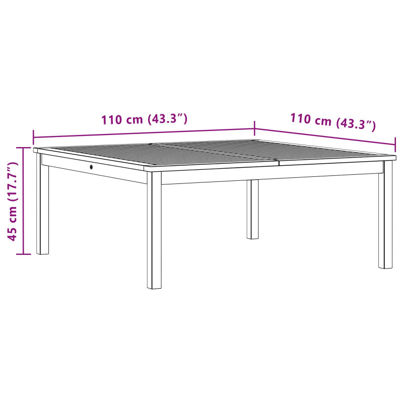 Stolik kawowy Jasna akacja 110 x 110 x 45 cm Lite Drewno Akacji