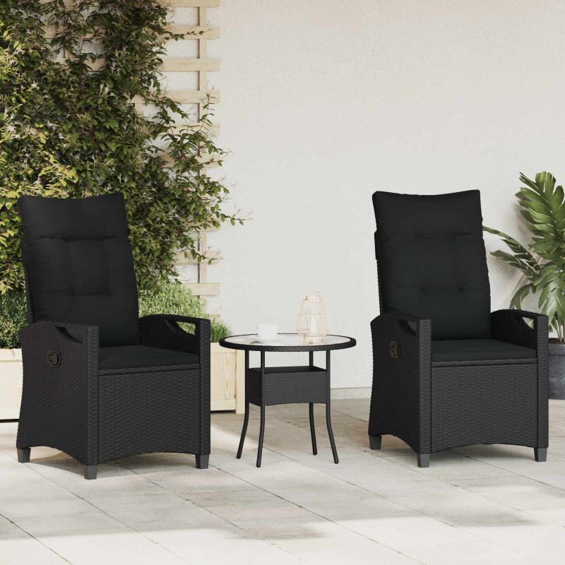 Krzesło Ogrodowe 2 pcs Czarny 56 x 64 x 94 cm Stal i poliester