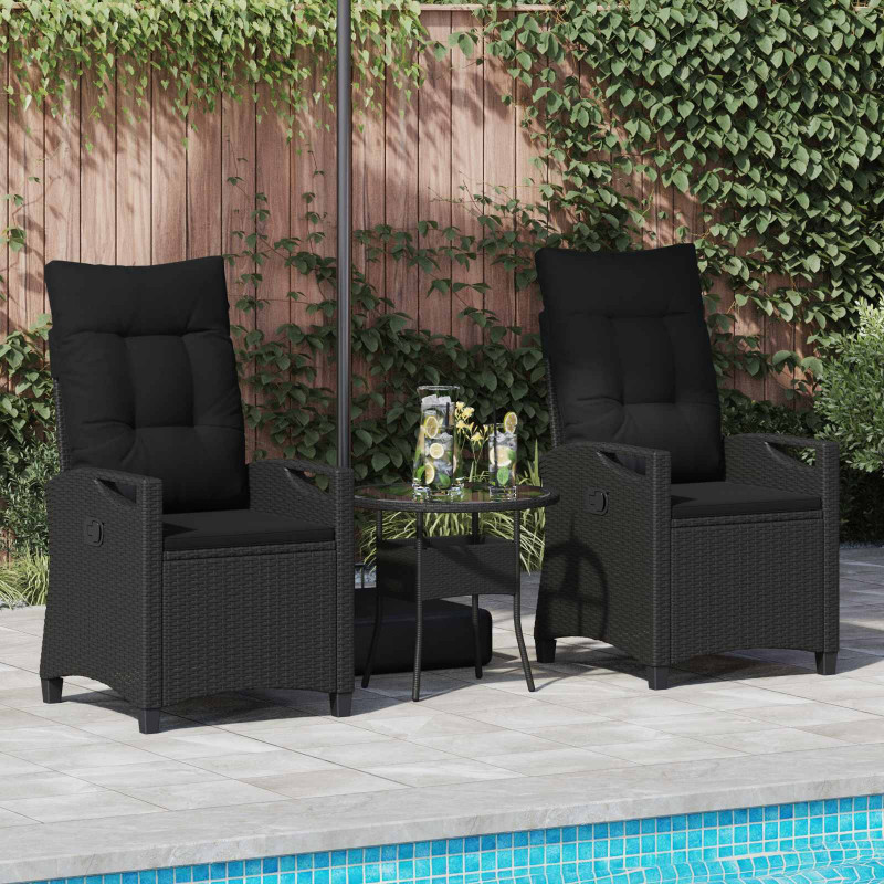 Krzesło Ogrodowe 2 pcs Czarny 56 x 64 x 94 cm Stal i poliester