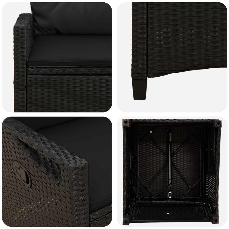 Krzesło Ogrodowe 2 pcs Czarny 56 x 64 x 94 cm Stal i poliester