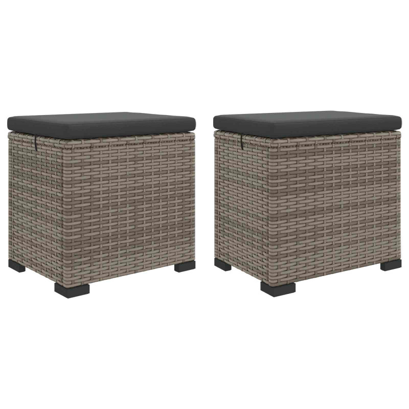 Podnóżek ogrodowy z poduszką 2 pcs Szary polirattan