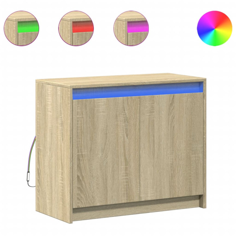 Szafka z LED, dąb sonoma, 72x34x61 cm, materiał drewnopochodny