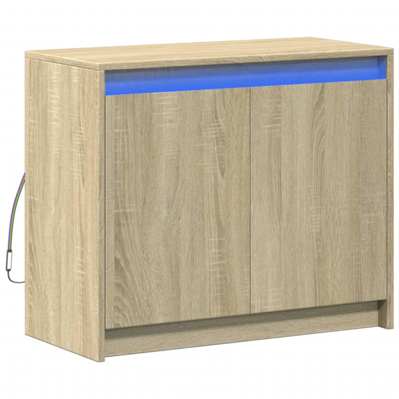 Szafka z LED, dąb sonoma, 72x34x61 cm, materiał drewnopochodny