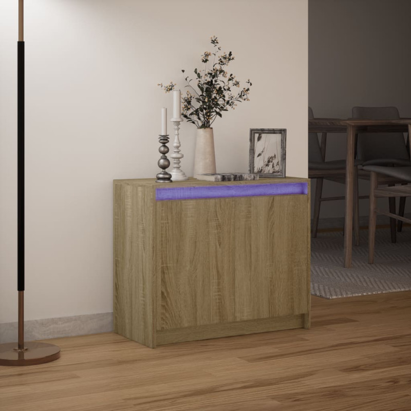 Szafka z LED, dąb sonoma, 72x34x61 cm, materiał drewnopochodny
