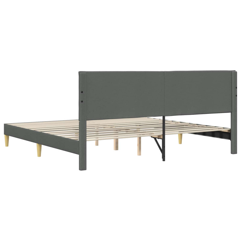 Ramka łóżka Z zagłówkiem ciemnoszary 200 x 200 cm tkanina