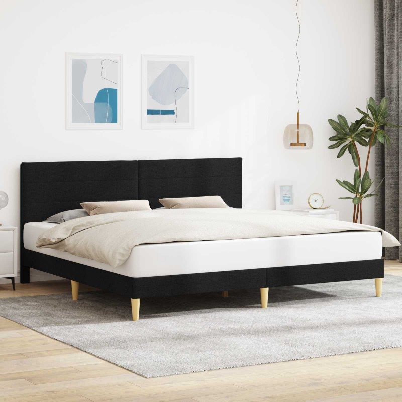 Ramka łóżka Z zagłówkiem Czarny 200 x 200 cm tkanina