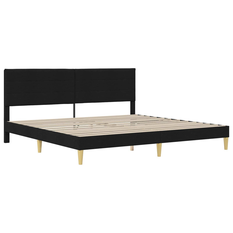 Ramka łóżka Z zagłówkiem Czarny 200 x 200 cm tkanina
