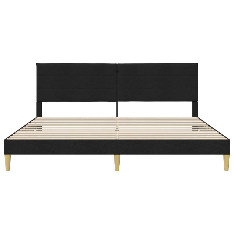 Ramka łóżka Z zagłówkiem Czarny 200 x 200 cm tkanina