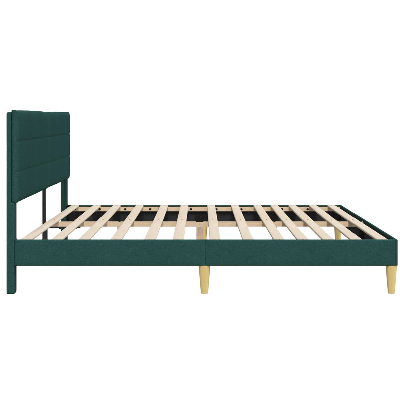 Ramka łóżka Z zagłówkiem Ciemnozielony 200 x 200 cm tkanina
