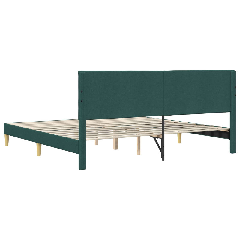 Ramka łóżka Z zagłówkiem Ciemnozielony 200 x 200 cm tkanina