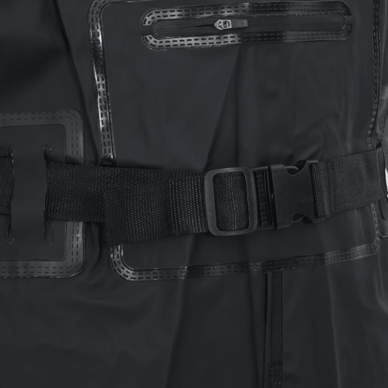 Spodniobuty wędkarskie z paskiem, wysokie, czarne, rozmiar 39