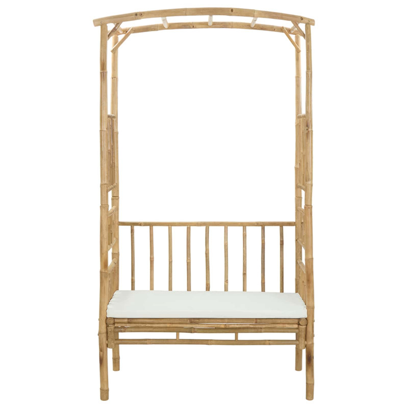 Łuk ogrodowy z ławką kremowobiały 115 x 50 x 205 cm Bambus