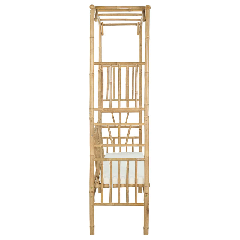 Łuk ogrodowy z ławką kremowobiały 115 x 50 x 205 cm Bambus
