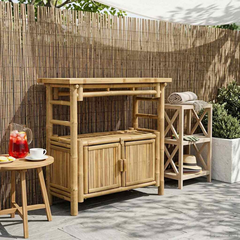 Konsola z półką z drzwiami Naturalny 80 x 35 x 75 cm Bambus