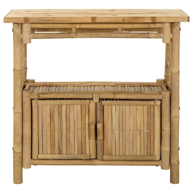 Konsola z półką z drzwiami Naturalny 80 x 35 x 75 cm Bambus