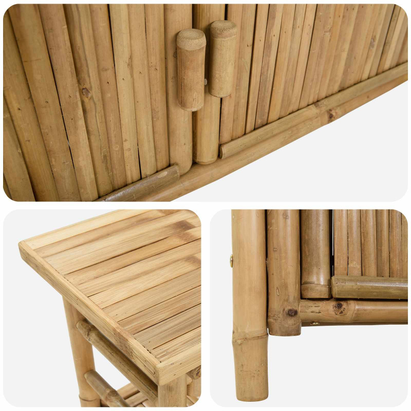 Konsola z półką z drzwiami Naturalny 80 x 35 x 75 cm Bambus