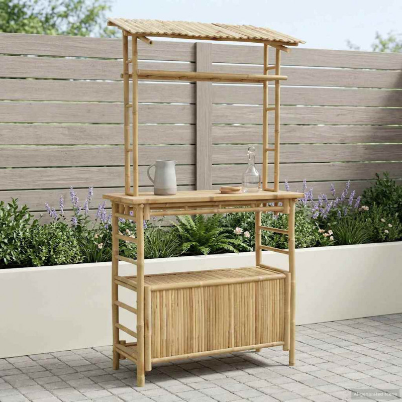 Stół barowy na zewnątrz Naturalny 110 x 50 x 210 cm Bambus