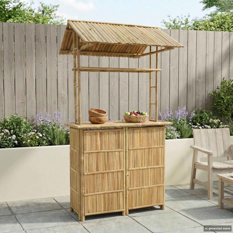 Stół barowy na zewnątrz Naturalny 115 x 95 x 214 cm Bambus