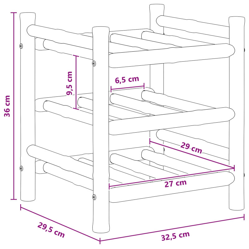 Regał na wino Naturalny 32,5 x 29,5 x 36 cm Bambus