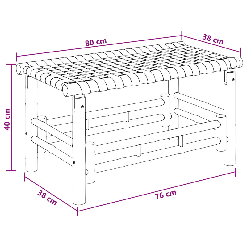 Ławka ogrodowa 80 x 38 x 40 cm Bambus Naturalny Prostokątny