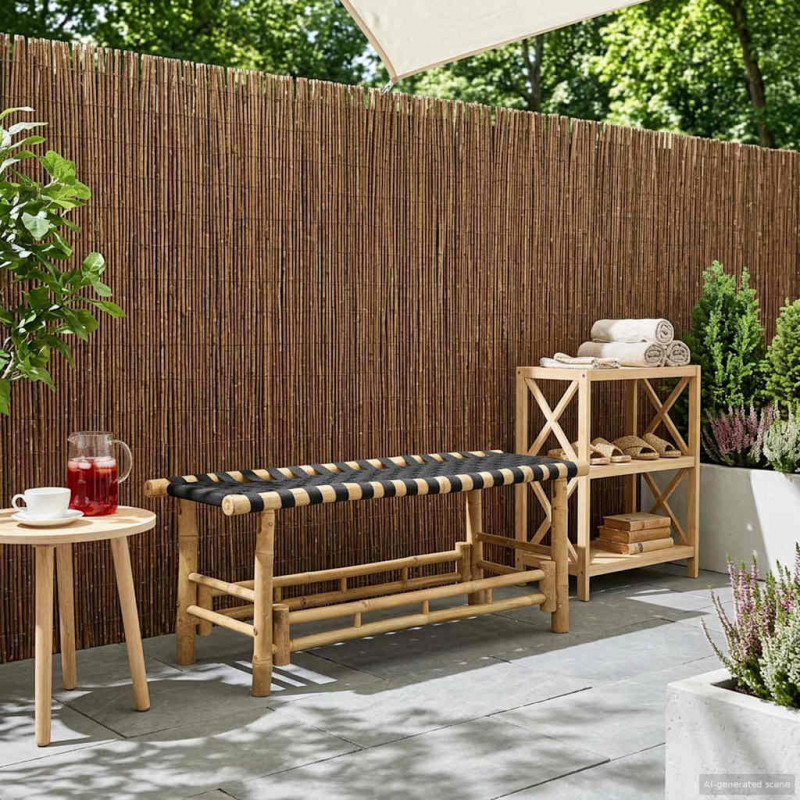 Ławka ogrodowa 110 x 38 x 40 cm Bambus Naturalny Prostokątny