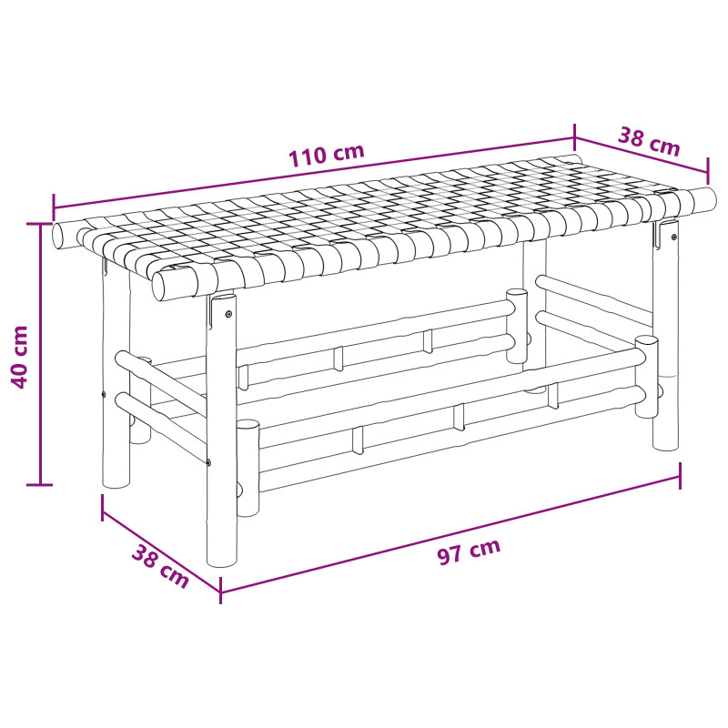 Ławka ogrodowa 110 x 38 x 40 cm Bambus Naturalny Prostokątny