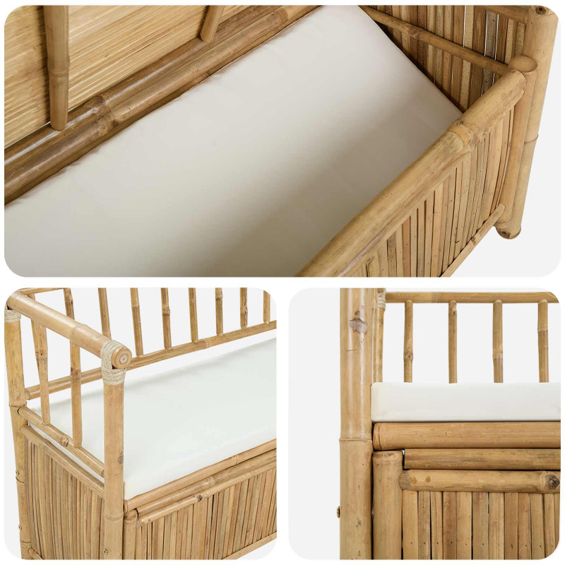 Ławka do ogrodu i przechowywania 110 x 47 x 80 cm Bambus