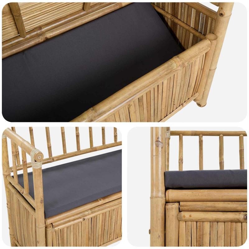Ławka do ogrodu i przechowywania 110 x 47 x 80 cm Bambus