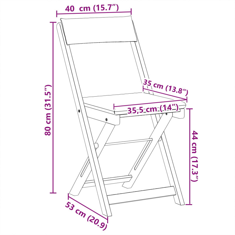 Krzesła Bistro na Zewnątrz 2 pcs Ciemnoszary 40 x 53 x 80 cm