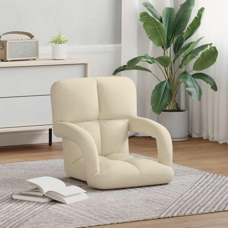 Regulowany fotel na podłogę kremowy 58 x 62 x 58 cm tkanina