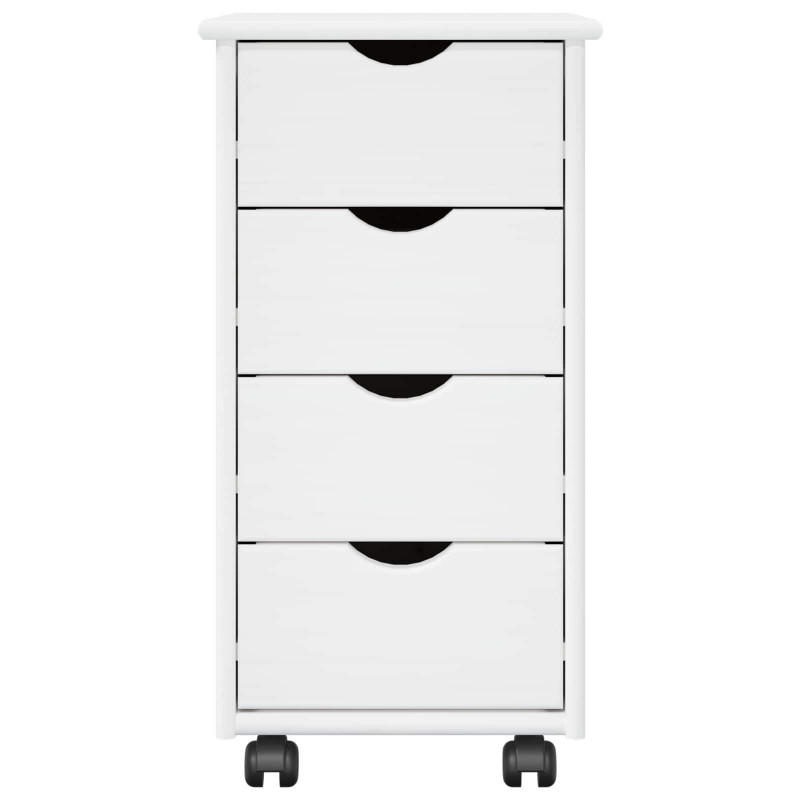 Rolkowa szafka Biały 34 x 39 x 65,5 cm Lite drewno sosnowe